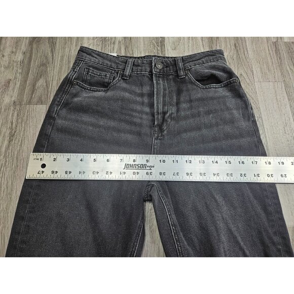 American Eagle Women Size 0 Regular Highest Rise Distressed Black Grey Mom Jeans - Picture 9 of 11
